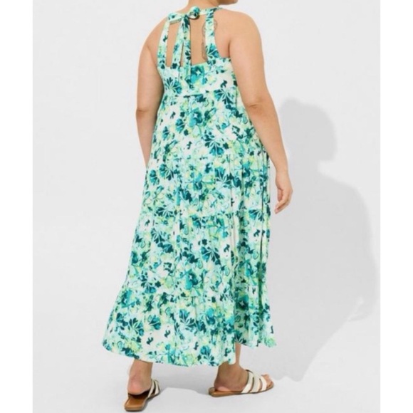 🆕 Maxi Washable Gauze Halter Tiered Dress 3 3X 22 24 NWT Torrid New! Floral - Picture 2 of 5